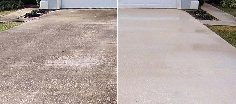 Before and after from pressure washer surface cleaning services from Uptown Property Pros